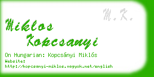 miklos kopcsanyi business card