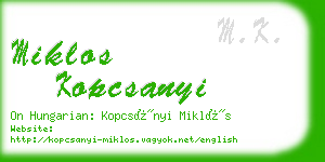 miklos kopcsanyi business card